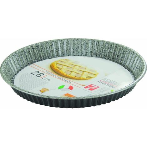 TrAdE Shop Traesio - Teglia Stampo Crostata Tonda Con Bordo Festonata ø28-32 Cm Antiaderente Antigraffio -    -diametro 28cm   - (1/3)