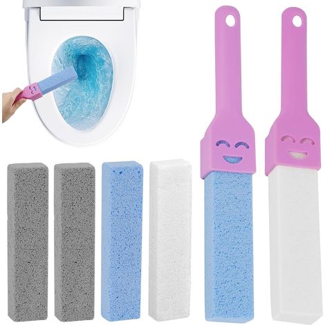 6 Pierre Ponce WC, 15 x 3.5 x 2.5cm Brosse de Nettoyage Pierre Ponce pour Nettoyage des Toilettes/Cuisine/Piscine, Brosse de Toilette en Pierre Ponce avec 2 Poignées, Pierre Ponce de Nettoyage (1/5)