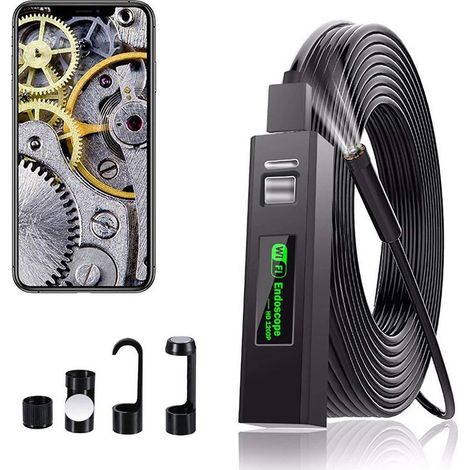 Endoscopio de 10 m, cámara de inspección endoscópica inalámbrica, cámara endoscópica impermeable IP68 de 2 megapíxeles y 1200p HD con 8 LED para iPhone, Android, iPad, Mac, PC, portátil (10 m) (1/5)