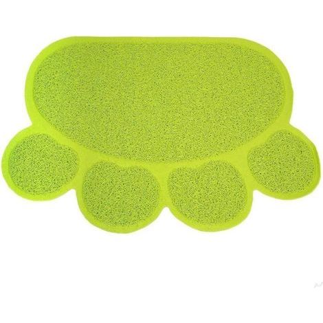 Tappetino per lettiera per gatti, tappetino per la pulizia di ciotole per cibo e bevande 30 x 40 cm (verde) (1/5)