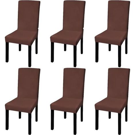 Housse De Chaise - Extensible - Hauteur Dossier 46 À 55 Cm - Pour Chaises Droites - Lot De 6 (1/5)