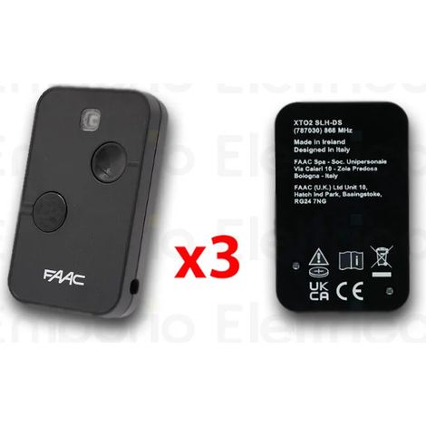 faac 3 x télécommande 2 canaux xt2 868 slh lr 787009