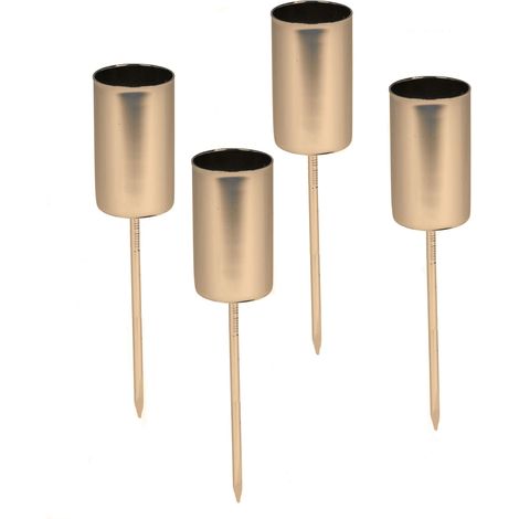 Stabkerzen Pick 4er Set - gold- Kerzen Stecker für Advents und Weihnachts Gesteck - Kerzenpick für Tafelkerzen