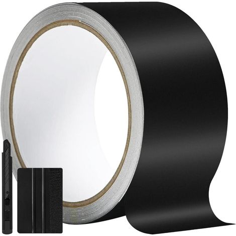 Matt Schwarze Autofolie 5cm x 900cm mit Installationskit (1/5)