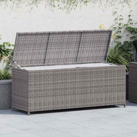 vidaXL Caja de almacenaje de jardín ratán sintético gris 150x50x60 cm (1/5)