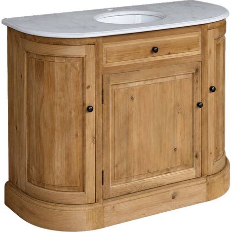 Meuble sous vasque en bois recyclé et marbre Garance (1/5)