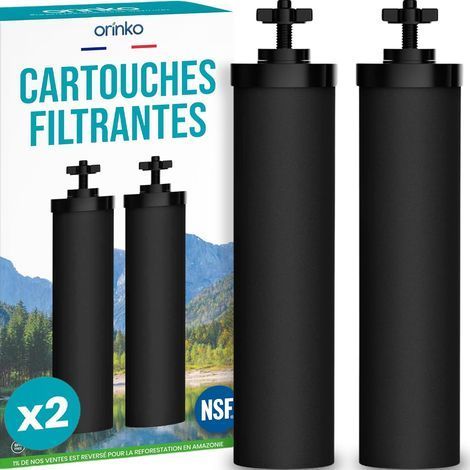 ORINKO® Cartouches Filtrantes pour Filtre à Eau Gravité x2 – Compatibles avec Filtres Berkey et Berkefeld – Certifiées NSF – Filtration Naturelle Charbon Actif Haute Performance – Eau Robinet & Pluie- (1/5)