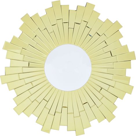 Premier Housewares Wall Mirror Bathroom / Bedroom / Hallway Wall Mounted Mirrors With Matte Gold Finish / Minimalistic Round Mirrors For Living Room 2 x 80 x 80 (1/5)