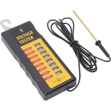 1 - Spannungsprüfer - Elektrozaun - 8 Neonlampen - Wasserdicht, max. 12 kV - Für Pferde, Kühe und Rinder - Schwarz - Tragbar (1/5)