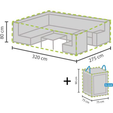 Schutzhülle Abdeckung 320x275cm für Garten Lounge Set + Hülle für 6-8 Kissen (1/5)