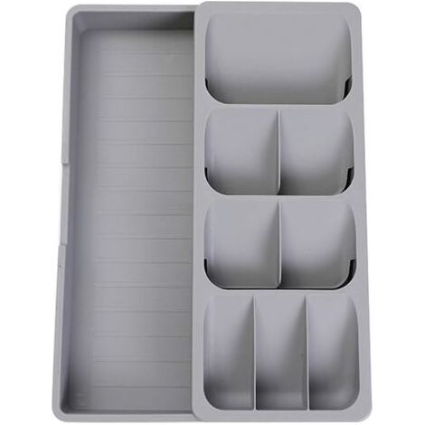 Plateau de rangement organisateur d'argenterie, organisateur extensible de couverts pour tiroir de cuisine contenant des couverts cuillères fourchettes (1/5)