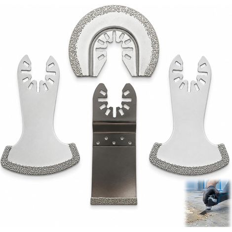 4 Pièces Lame Diamantée Oscillante, Lame pour Enlever Joint de Découpe et Retrai de Carrelage, Mortier, Colle et Béton Poreux, Accessoire Outil Multifonction de Rénovation Précision (1/5)