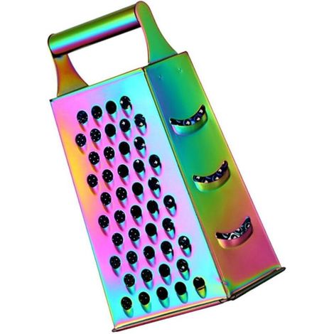Râpe à 4 faces en acier inoxydable – Râpe manuelle multifonction pour légumes, fromages et fruits avec surfaces grossières, fines et trancheuse – Manche antidérapant, robuste et compact (1/4)