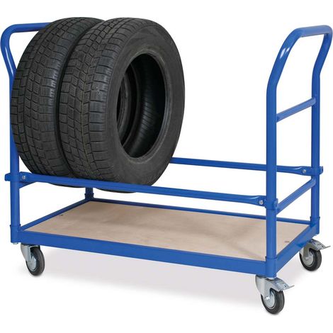 BRB Pneu Chariot, LxLxH 1130 x 527 x 890 mm, charge maximale 250 kg, Construction en acier revêtement plastique Bleu RAL 5010 (1/2)