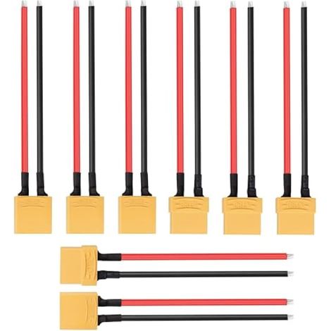 4 Paires de Connecteurs de Batterie XT90 avec Fil Adaptateur de Prise Mâle à Femelle avec Câble de 10cm 12AWG pour Batterie Lipo RC Hobby (1/5)