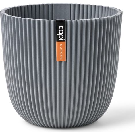 Capi Europe Übertopf Groove Kugel Grau Ø 13 cm - Kunststoff