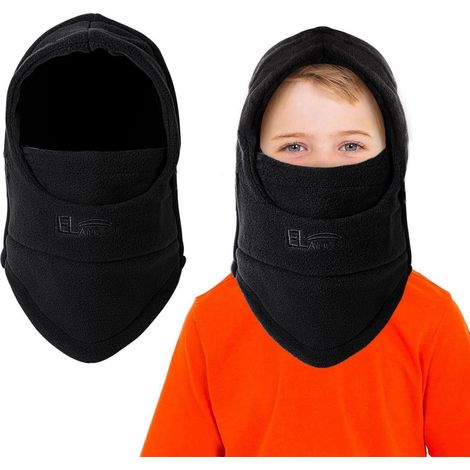 Kinder Sturmhaube Fleece 4-12 Jahre, Winddicht Warm, Multifunktion, Schwarz (1/5)
