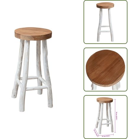 Chaise de bar Bois de teck solide - Tabouret De Bar - Chaise De Bar - Meuble De Salle À Manger - Mobilier Rustique - Teck (1/5)