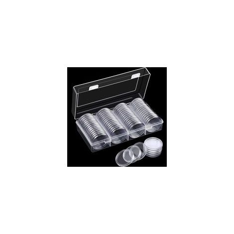 Boîtes de rangement pour pièces de monnaie, argentées, 40 mm, pour collectionneurs, lot de 60. (1/5)