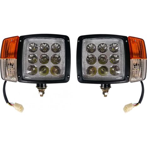 LED-Scheinwerfer-Set mit Blinker und Positionslicht, geeignet für Traktor, Mähdrescher, Bagger, Schneepflug und andere - 9 LEDs,