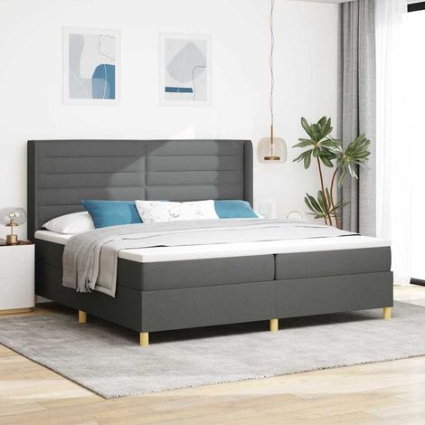 Boxspringbett mit Matratze mit LED Grau 200 x 200 cm Stoff (1/5)