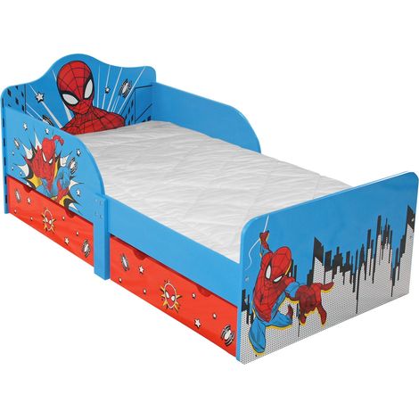 Disney Marvel Spiderman Lettino con cassetti portaoggetti, MDF da 15 mm, blu, piccolo (1/5)