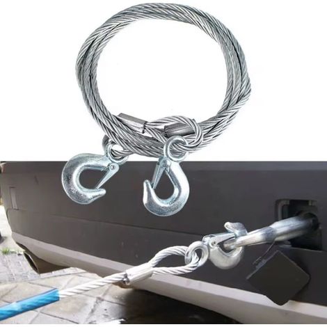 CORDA DA TRAINO 4 METRI PER RIMORCHIO IN ACCIAIO 15MM CAVO FUNE PESO MAX 5 TON (1/4)