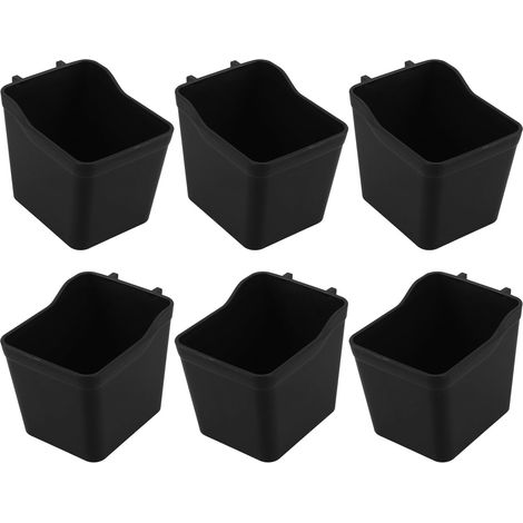 Lot de 6 boîtes de rangement carrées noires avec crochets pour atelier, garage, bureau et cuisine, organisateur polyvalent pour outils et accessoires (1/5)