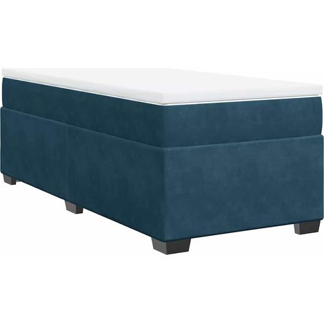 Lit simple Lit adulte Sommier à lattes de lit et matelas Bleu foncé 80x200 cm Velours