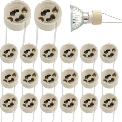 20PCS Douille GU10 en céramique, Connecteur A Ampoule Haute Resistance Chaleur, Gu10 Douille Ceramique Pour Spot Et Luminaire, Support Electrique Securise Et Durable (1/5)