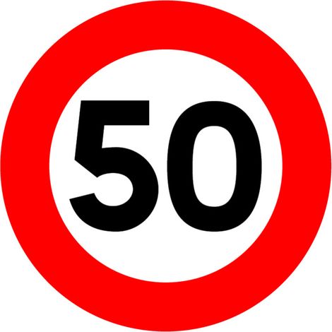 Signaletique.Biz France – Panneau de signalisation routière provisoire 50 km/h – PVC expansé 5 mm – Résistant aux UV et à l'humidité – Installation facile