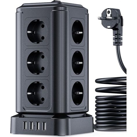 5M Power Strip, 12 Outlets and 5 USB Ports, Surge Protector Power Strip with 2 Switches, 5M Cord, Suitable for Living Room, Bedroom, and Office. (1/4)