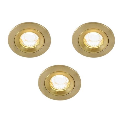 QAZQA Xena spot encastré - set de 3 - 8x8cm - IP44 - rond - or (1/5)