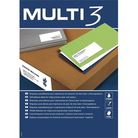 Confezione multi3 di 800 etichette bianche con bordo smussato di dimensioni 99,1x67,7mm  con adesivo permanente per molteplici usi. (1/2)