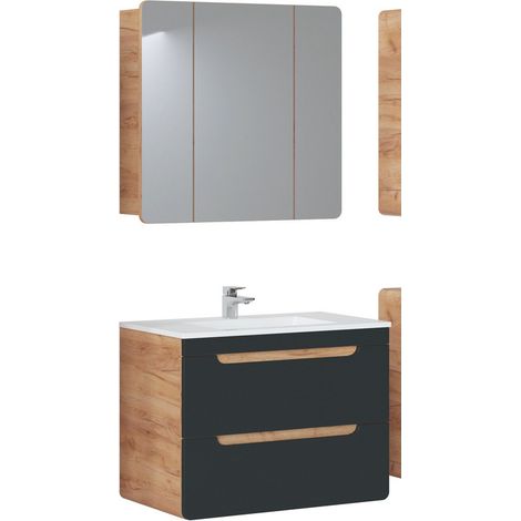 Ensemble meuble vasque + cabinet miroir - 80 cm - Archipel Cosmos - Livraison gratuite