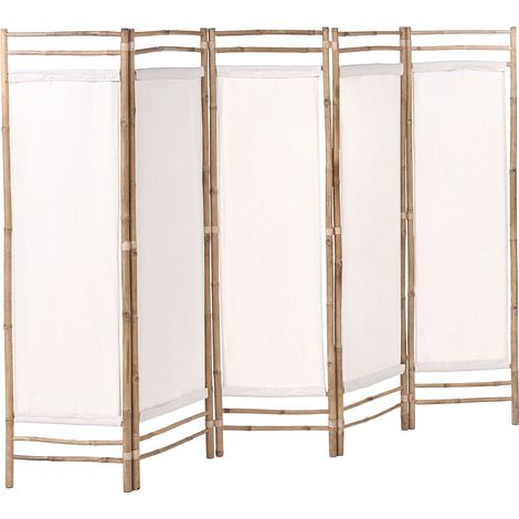 5 Panel Room Divider Light Brown Bamboo 225 x 160 Natural Wood Partition Japandi Organic Screen Bedroom Screen ALBEROBELLO