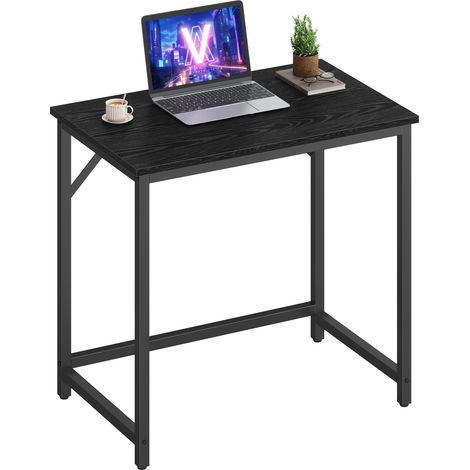 Vasagle – Bureau droit 80 x 50 x 76 cm – Structure en acier – Plateau épais noir boisé – Pieds réglables pour stabilité – Montage facile