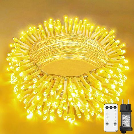 Guirlande Lumineuse Exterieur, 15m 150LEDs Guirlande Lumineuse Noel Intérieur IP44 étanche, 8 Modes avec Télécommande pour Maison Sapin Jardin Fenêtre Mariage (Blanc Chaud)
