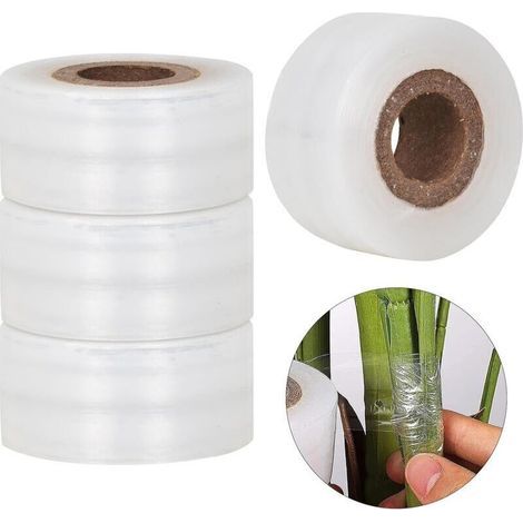 Ruban de Greffage Transparent et Élastique 4 Pièces 100 m × 3 cm pour Arbres Fruitiers Jardin Pépinière Réparation Biodegradable (1/4)