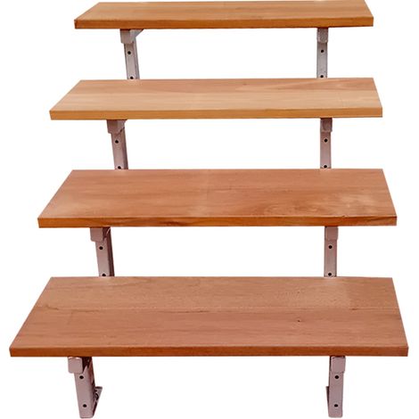 BALI Gartentreppe Stahl H71cm - 4 Bankirai Hartholz Stufen B80cm