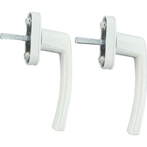 Poignée de fenêtre en aluminium blanc – Accessoire de porte et de fenêtre sûr et élégant avec tige de 35 mm de long. S'adapte à la plupart des fenêtres standards. (blanc, 2 pièces) (1/5)