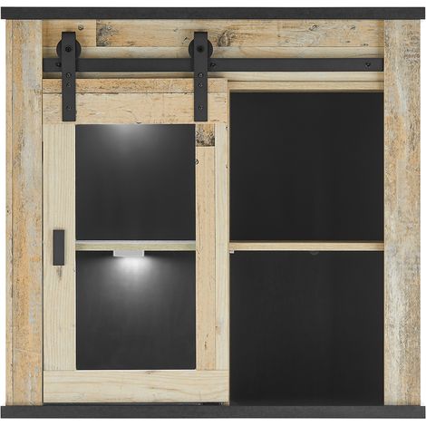 Hängeschrank inkl. Glasschiebetür SHELTON-61 in Old Style hell Nb. mit anthrazit, B/H/T: ca. 93/90/31 cm (1/5)