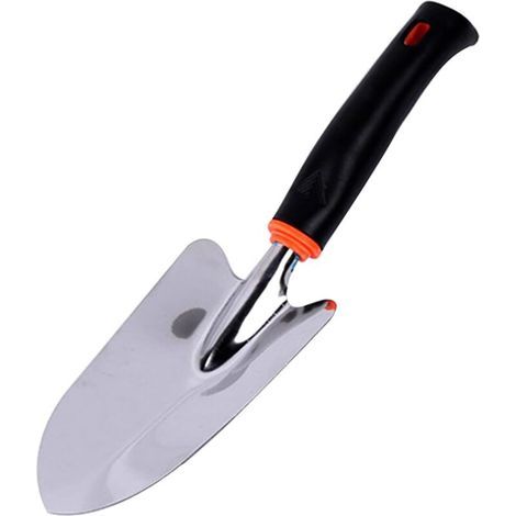 Gartenspaten mit ergonomischem Griff zum Pflanzen, Umpflanzen, Jäten und Tragen – 1 Stück – Silber (1/5)