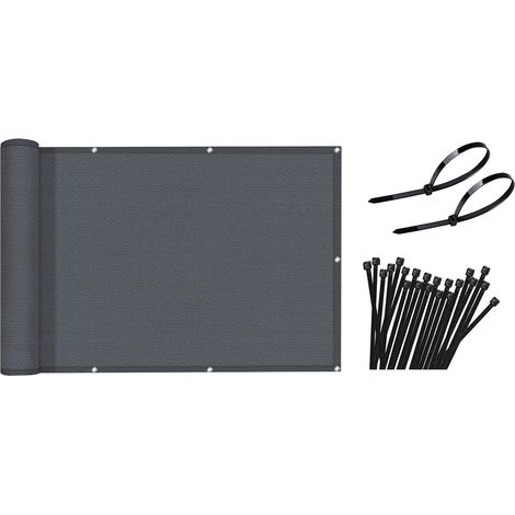 1 Écran d'intimité 0,9x5m HDPE 185g/m² résistant UV avec œillets et colliers de serrage pour balcon jardin (1/5)