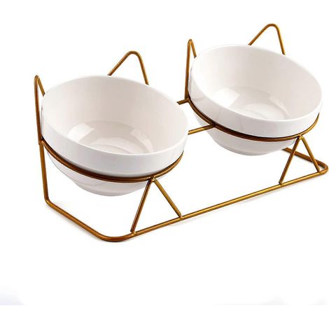Gamelles pour chats, double gamelle avec support surélevé incliné pour 15 gamelles. (1/4)