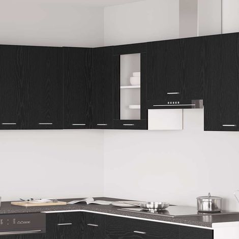 Hängeglasschrank Schwarz Eichen-Optik 40 x 31 x 60 cm Holzwerkstoff
