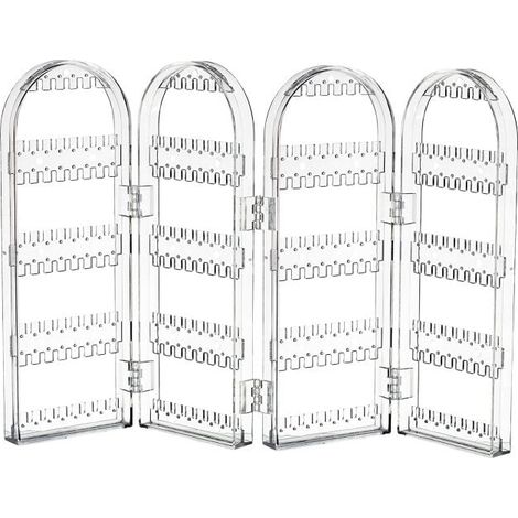 Foldable Acrylic Earring Holder with 240 Holes, Jewelry Hook Organizer, 3-Way Foldable Double-Sided Necklace Stand, Earring Display Rack YMYNY (1/3)
