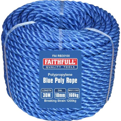 Bobine de Corde en polyéthylène Bleu 10 mm de diamètre x 30 m Charge maximale 160 kg Résistance à la Rupture 1200 kg (1/5)