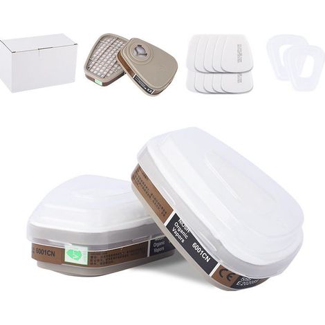 Cartouches filtrantes pour masques de protection, pour respirateurs, peintures chimiques et vapeurs organiques, compatibles avec les respirateurs 6200, 6800, 7502 et 7503. (1/5)