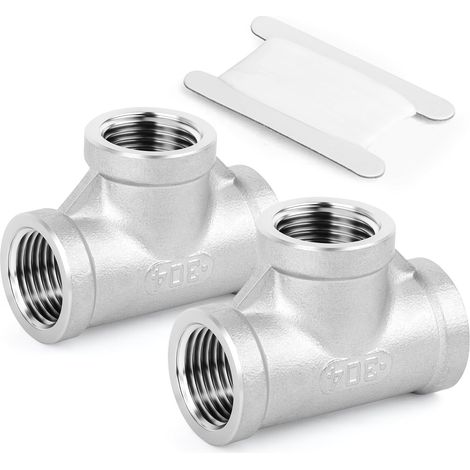 1 pièces Raccords de tuyauterie en acier inoxydable à 5 voies, 1" BSP femelle raccords Tee 3/8"BSP(2 PCS) (1/5)